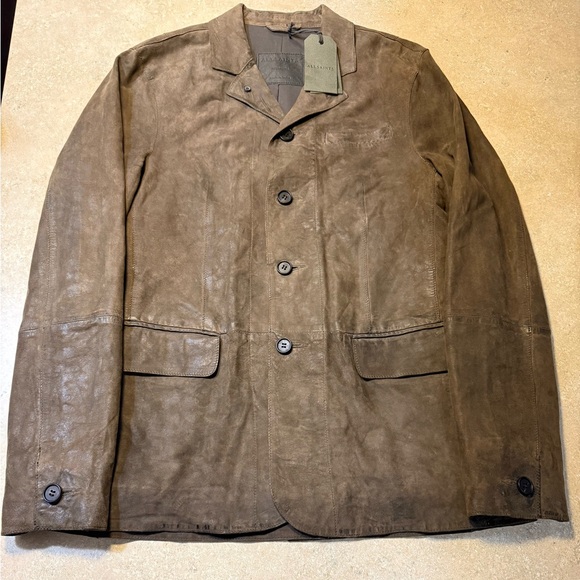 New- All Saints Tan leather blazer Jacket $670.00 - Picture 1 of 16